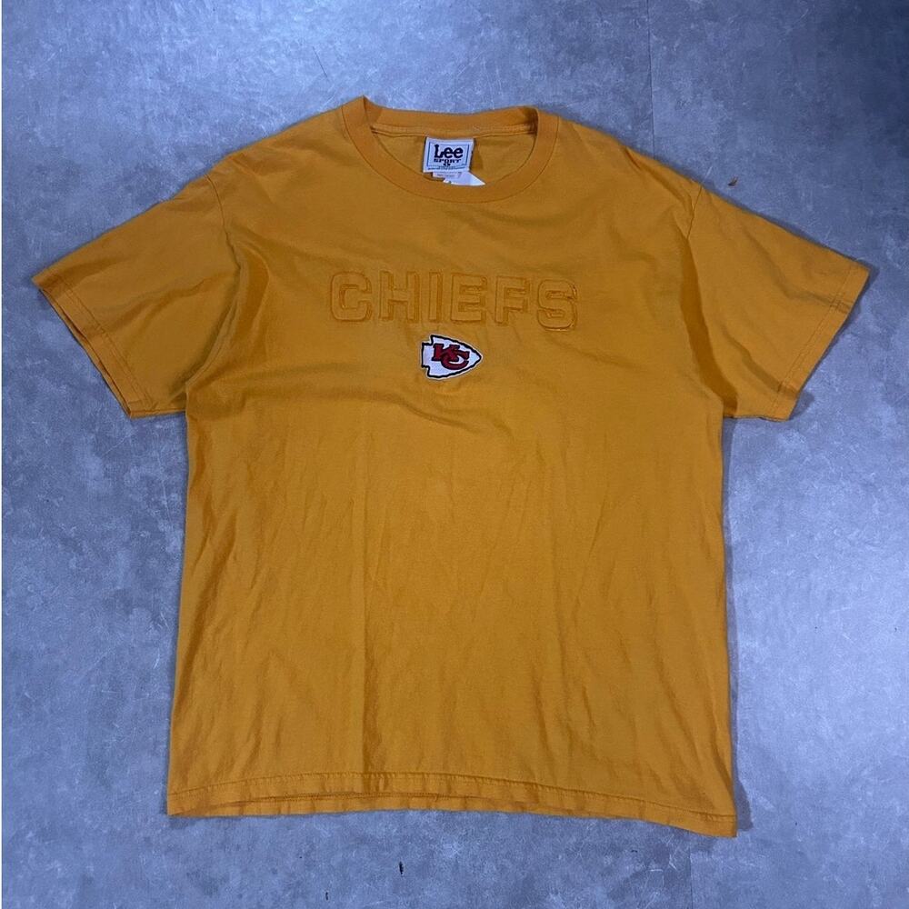 90's Vintage Kansas City Chiefs Embroidered Yellow T-Shirt -L